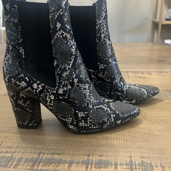 Black Snake Print Ankle Boots - Picture 2 of 2